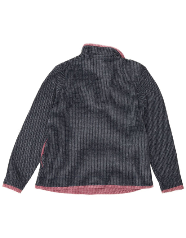 White Stuff Womens Zip Neck Fleece Jumper UK 14 Large Navy Blue Colourblock