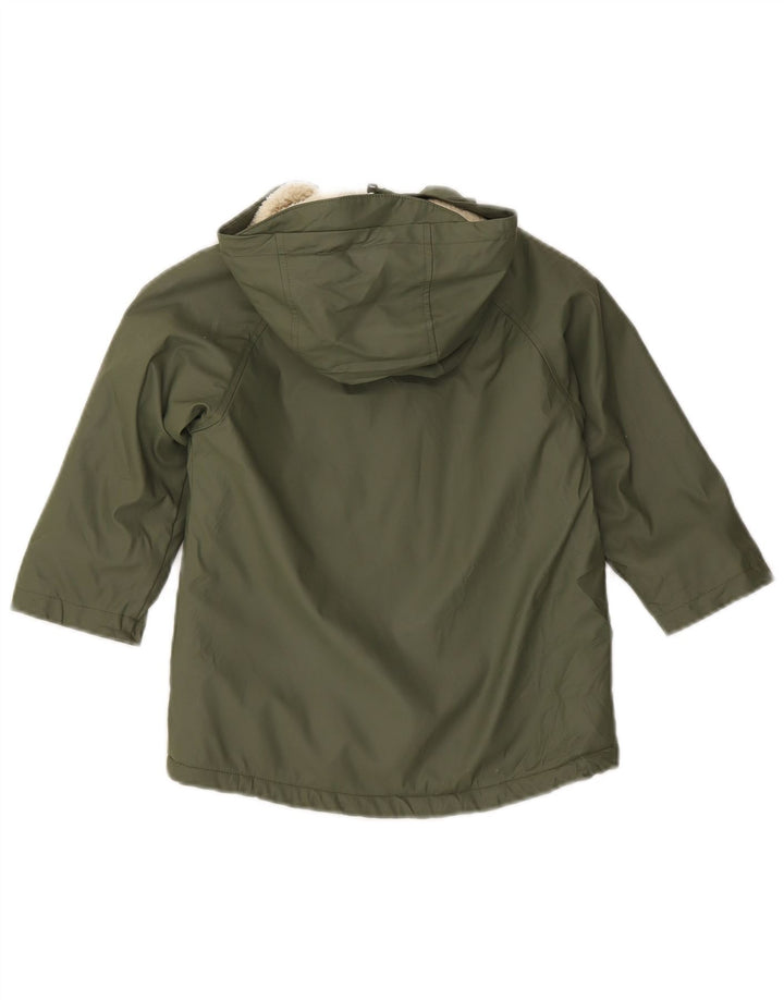 ZARA Boys Hooded Windbreaker Jacket 4-5 Years Green Polyester