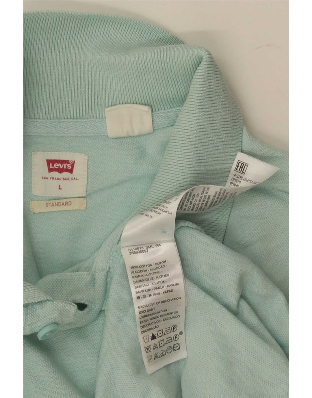 Levi's Polo estándar para hombre de algodón turquesa grande
