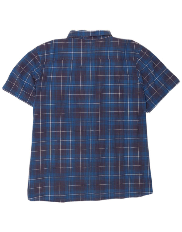 Weird Fish Camisa de Manga Corta para Hombre 5XL Algodón a Cuadros Azul