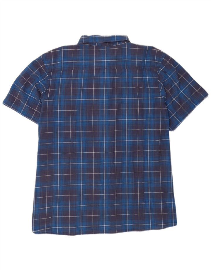Weird Fish Camisa de Manga Corta para Hombre 5XL Algodón a Cuadros Azul