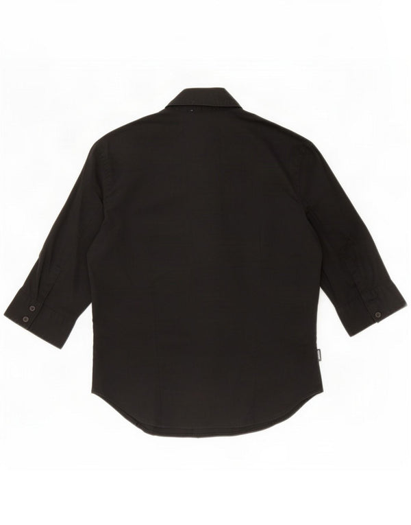 Moschino Camisa de manga corta para mujer UK 42 Mediana Algodón negro