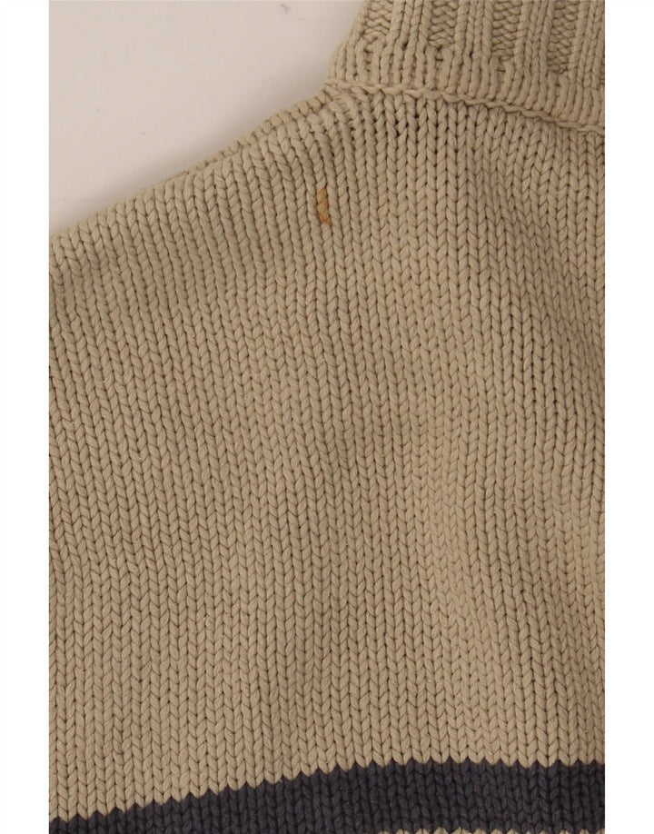 MARKS & SPENCER Suéter tipo jersey con cuello y cremallera azul Harbor para hombre, talla grande, color beige