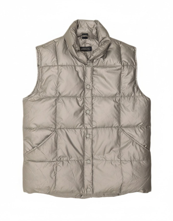 LANDS END Womens Regular Padded Gilet US 10/12 Large Silver Nylon Vintage Lands End and Second-Hand Lands End from Messina Hembry 