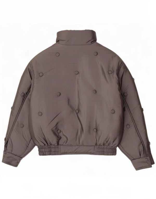 Chaqueta acolchada extragrande vintage para mujer UK 46 Grande Poliamida gris