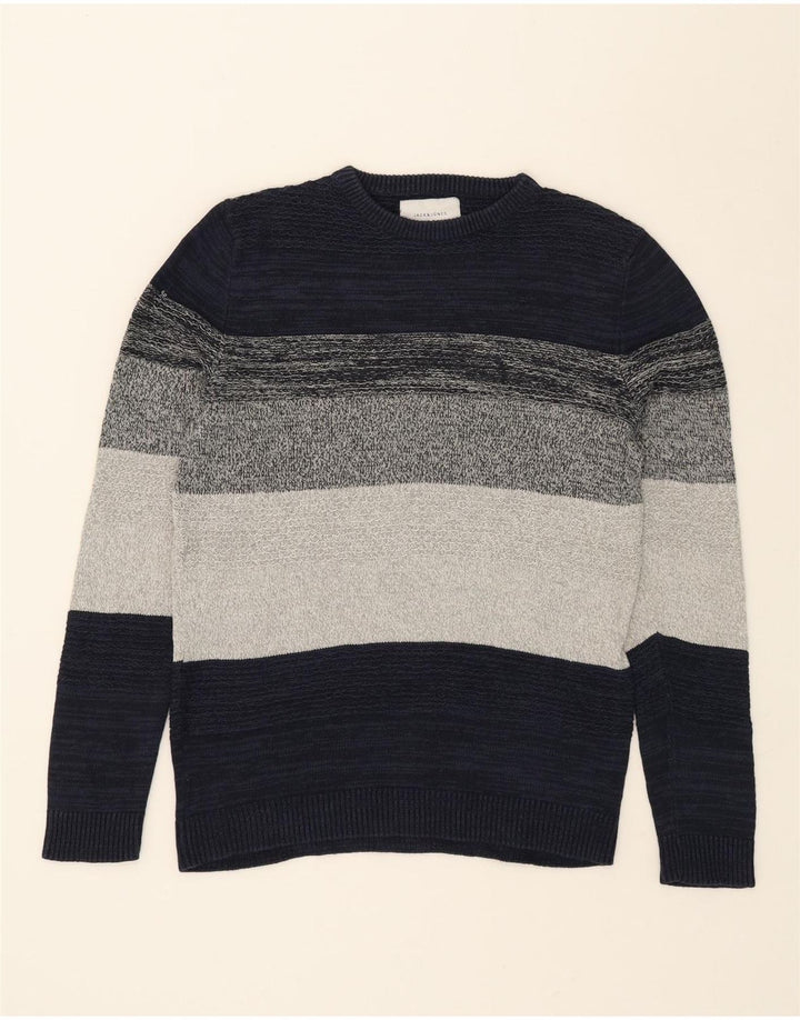 JACK & JONES Mens Crew Neck Jumper Sweater Small Multicoloured Striped Vintage Jack & Jones and Second-Hand Jack & Jones from Messina Hembry 