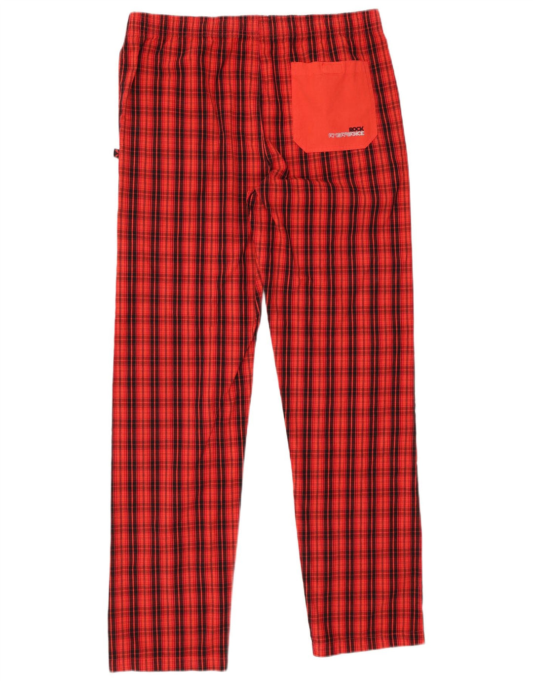 Rock Experience - Pantalón recto para hombre, talla mediana, W32 L32, algodón a cuadros rojos