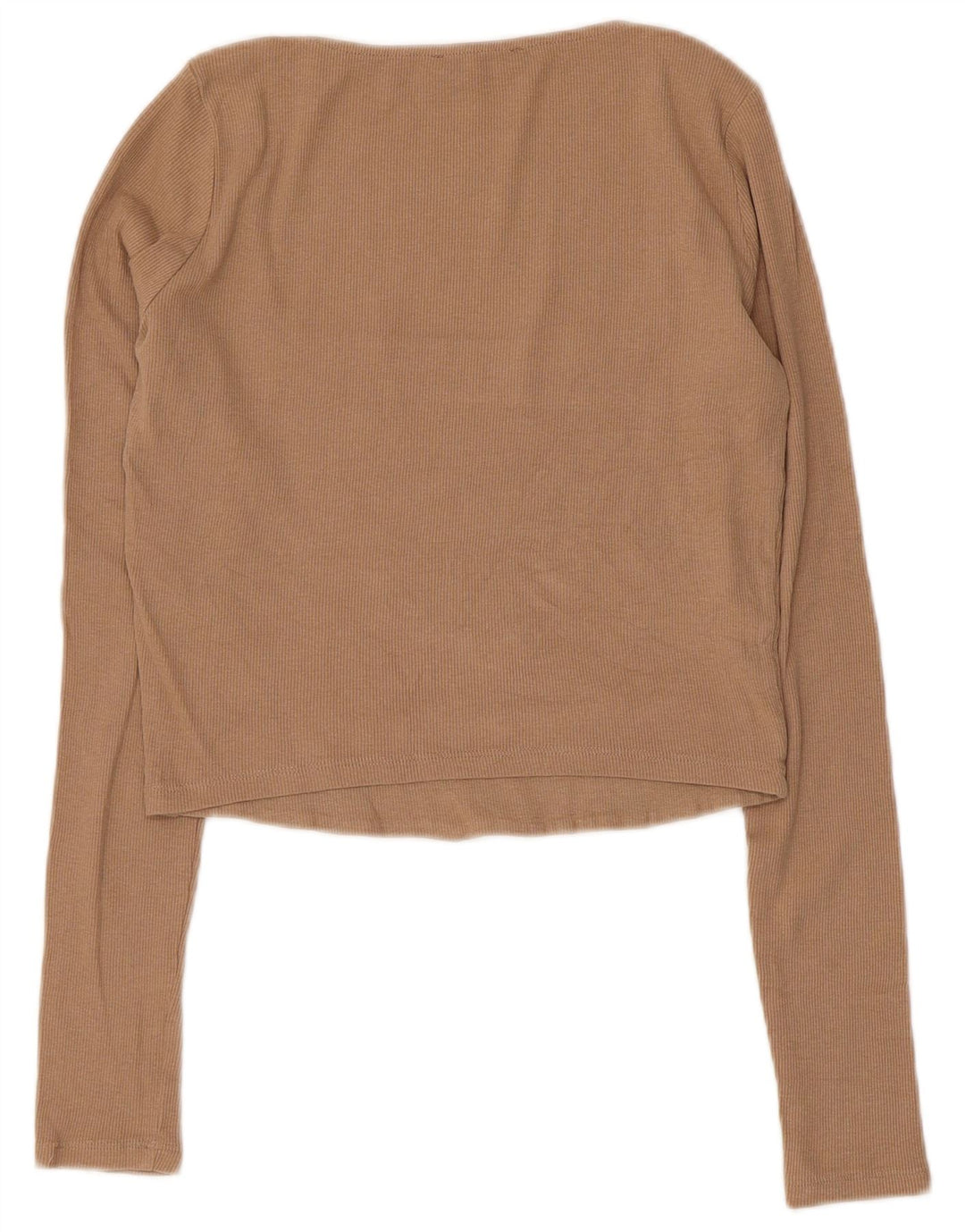 Zara Mujer Crop Top Manga Larga UK 44 Grande Gris Algodón