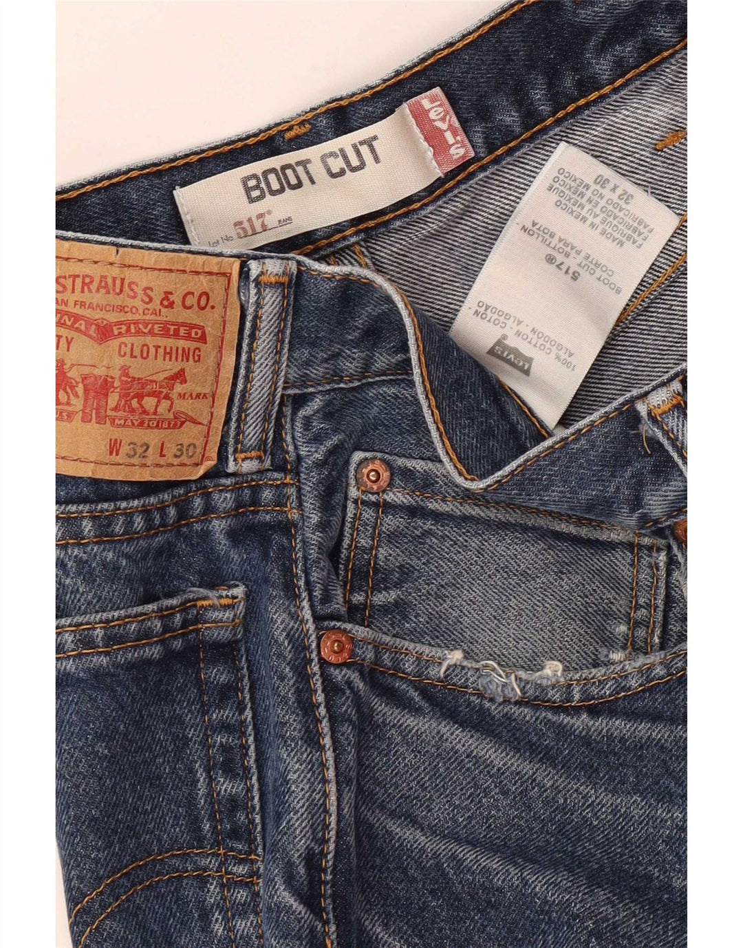 Levi's Hombre 517 Vaqueros Bootcut W32 L30 Algodón Azul