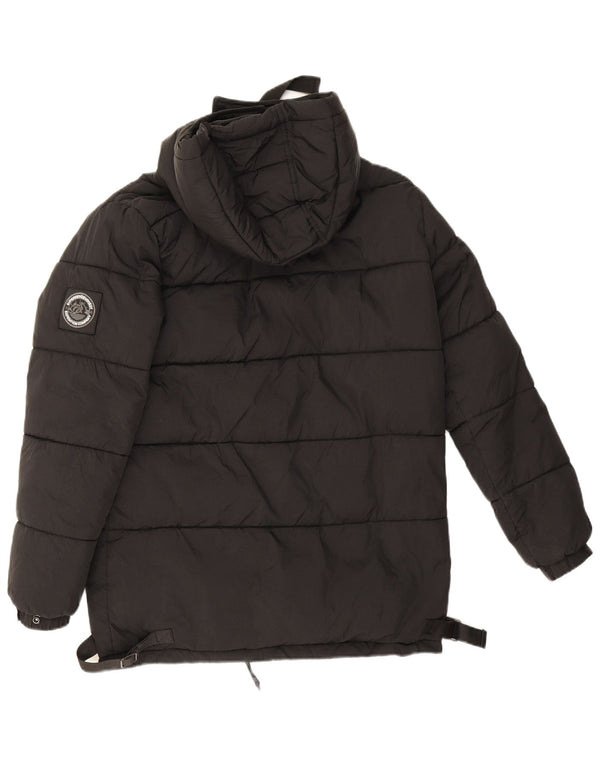 Superdry Mujer Chaqueta Acolchada Extragrande Con Capucha UK 8 Small Nylon Negro