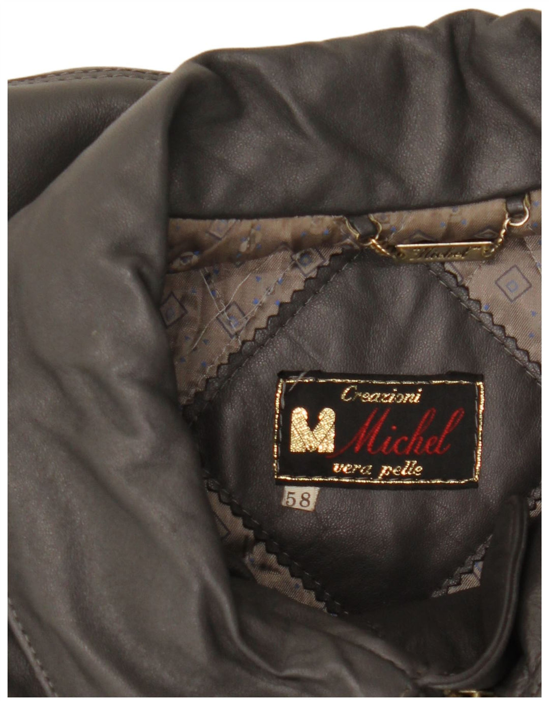 Michel Chaqueta de cuero para hombre IT 58 4XL Cuero gris