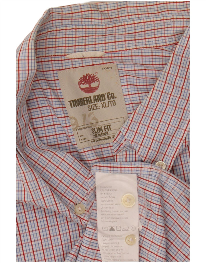 Timberland Camisa Slim Fit Hombre XL Algodón A Cuadros Azul