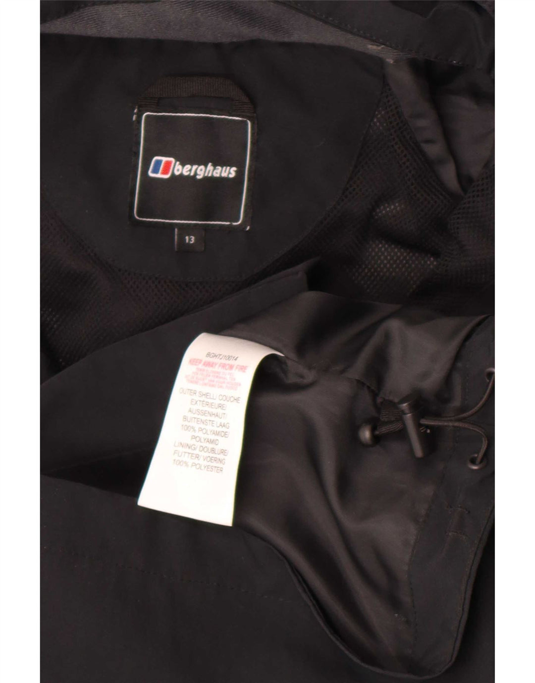 Berghaus Chubasquero con capucha para niños 12-13 años negro poliamida