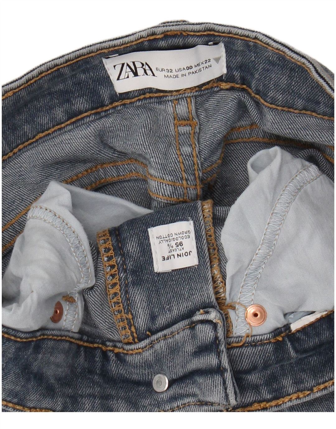 ZARA Mujer Vaqueros Bootcut De Tiro Alto W22 L24 Algodón Azul