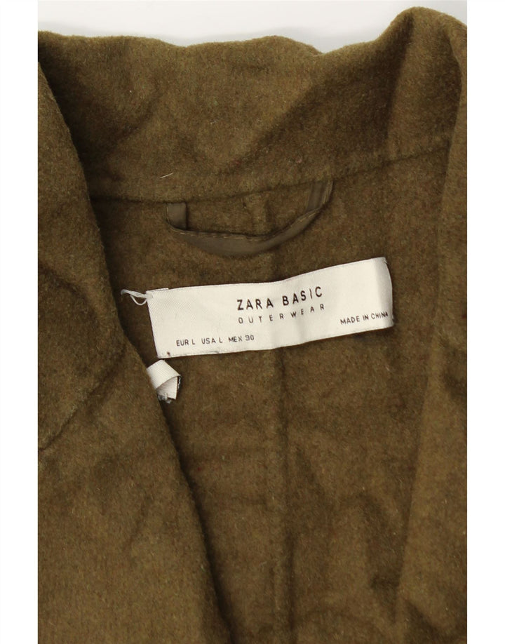 Zara Mujer Abrigo Extragrande UK 46 Lana Caqui Grande