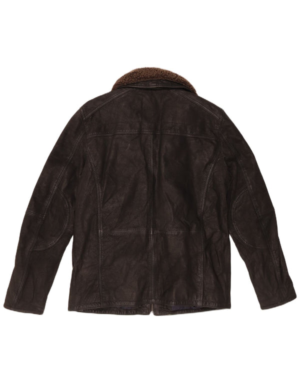 Vintage hombres chaqueta de cuero Reino Unido 40 grande negro