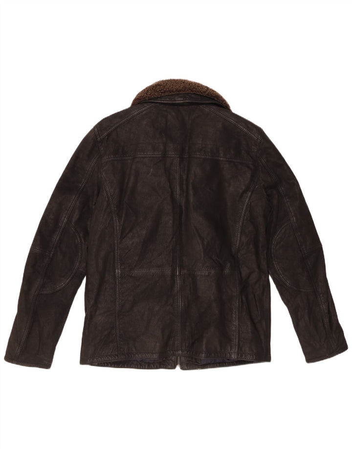 Vintage hombres chaqueta de cuero Reino Unido 40 grande negro
