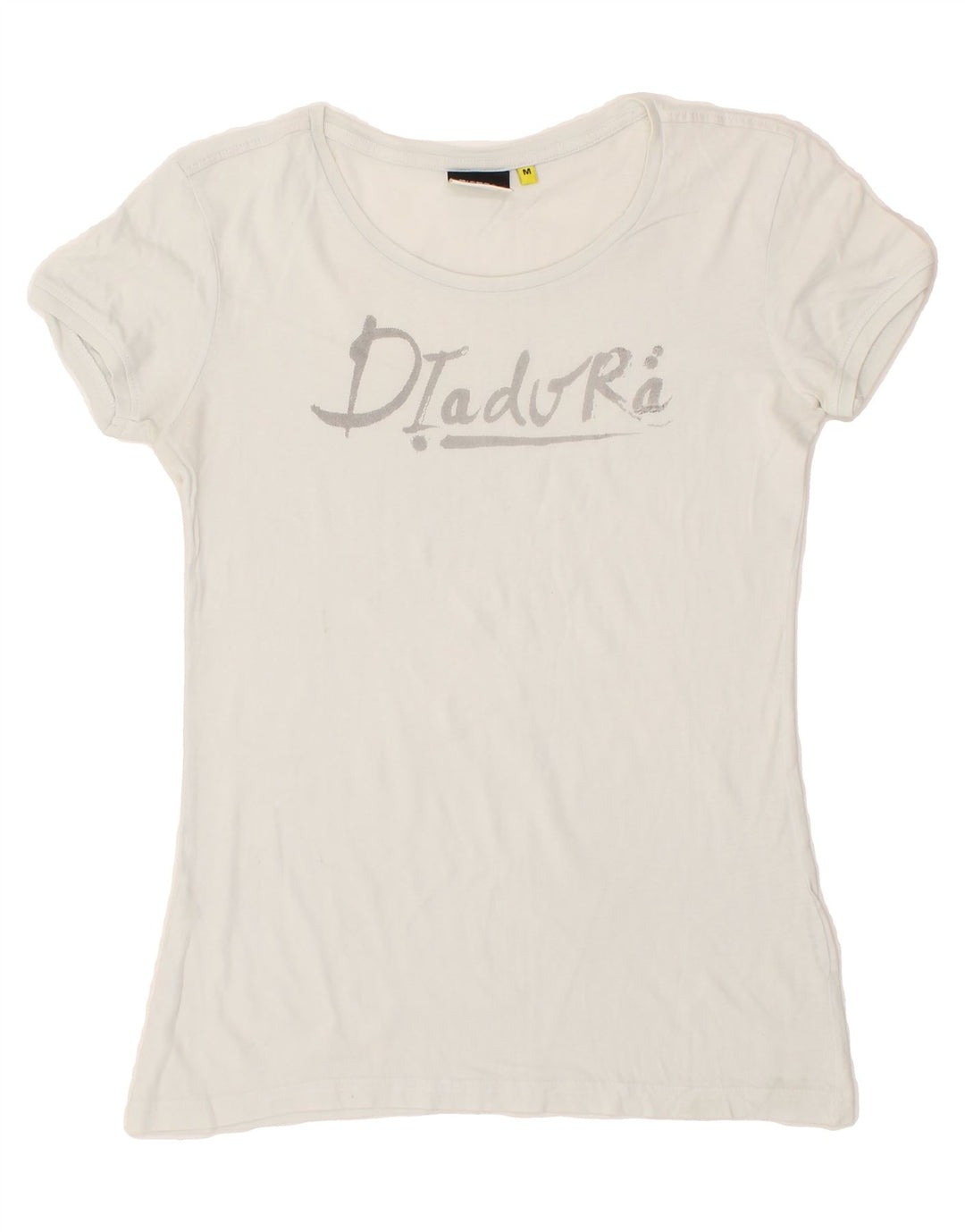 DIADORA Womens Graphic T-Shirt Top UK 12 Medium White Vintage Diadora and Second-Hand Diadora from Messina Hembry 