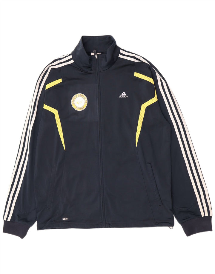 Adidas Hombre Gráfico Chándal Top Chaqueta Medio Azul Marino Colorblock
