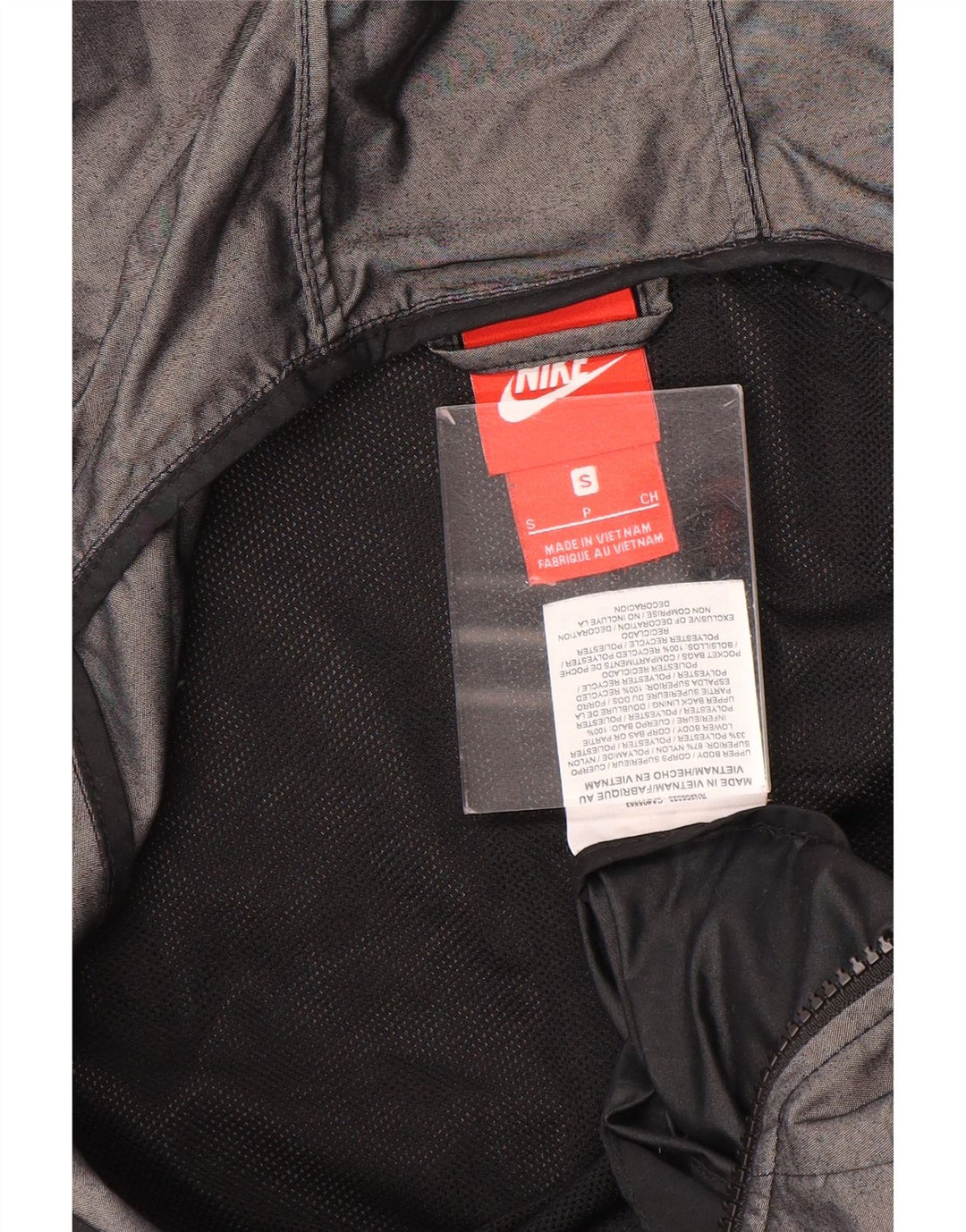 Nike Chaqueta impermeable con capucha para mujer UK 40 Small Gris Colorblock Nylon