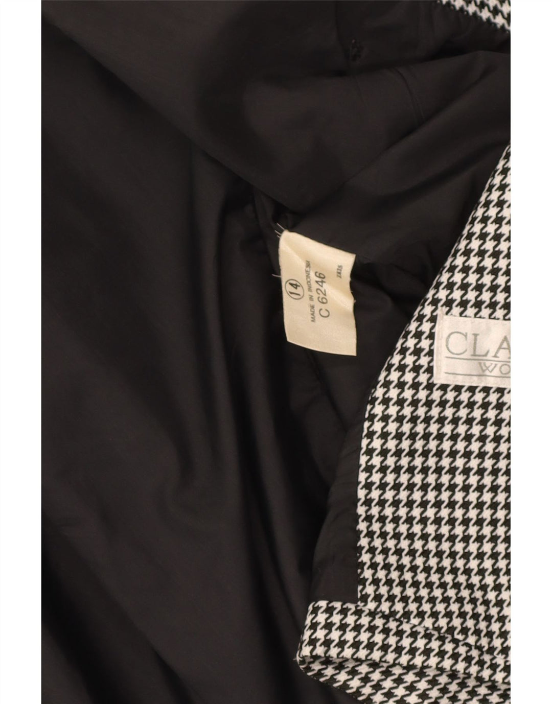 CLASSIC Chaqueta tipo blazer con doble botonadura para mujer UK 40 Grande Pata de gallo negra
