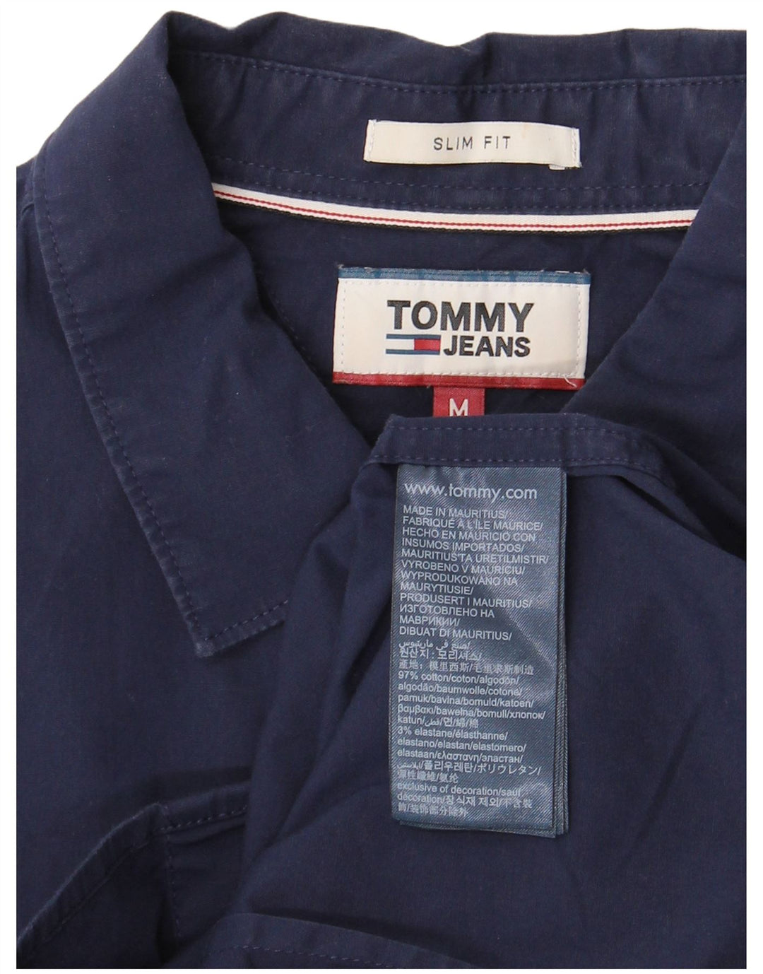 Camisa Tommy Hilfiger Hombre Slim Fit Algodón Azul Marino Medio