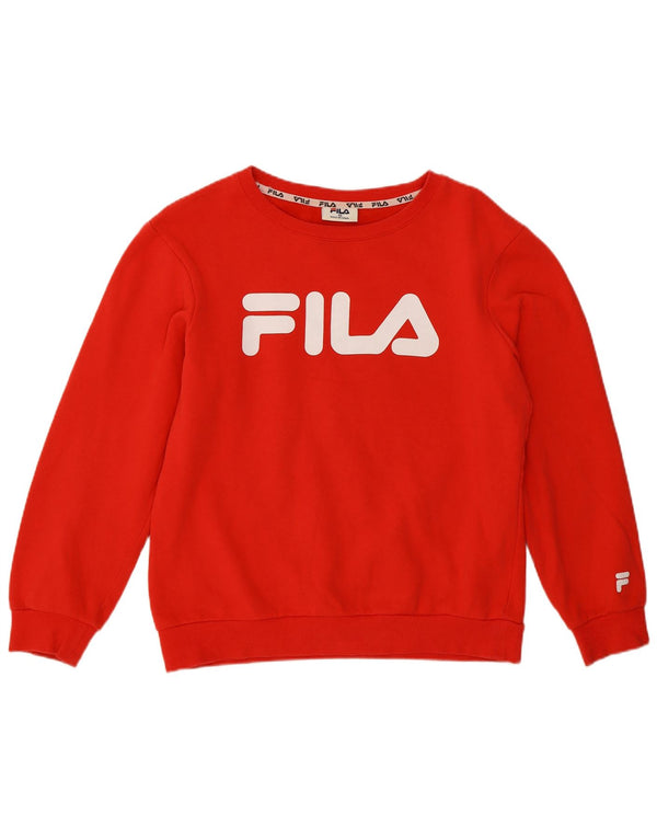 Fila Mujer Graphic Relaxed Fit Sudadera Jumper UK 10 Small Rojo Algodón