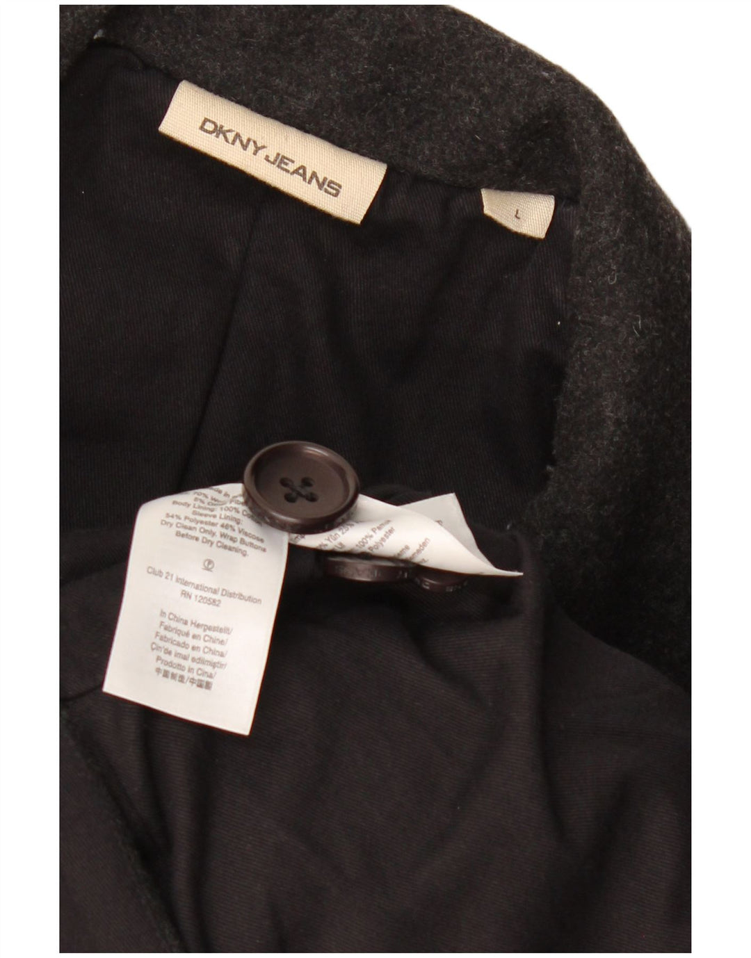 DKNY Chaquetón para hombre UK 40 Large Lana gris