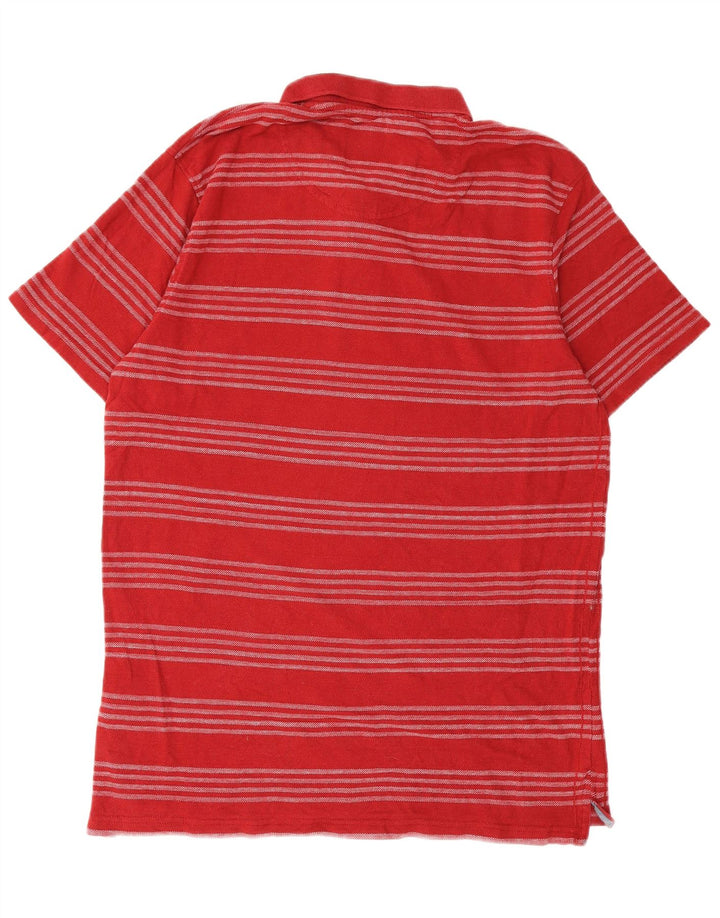 Weird Fish Polo para hombre de algodón a rayas rojas grandes