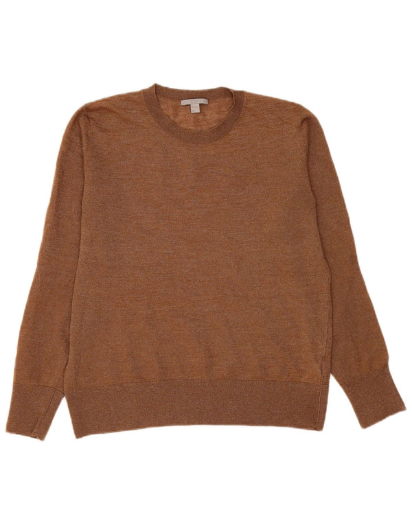 Cos Jersey de cuello redondo para mujer UK 14 Lana moteada marrón medio