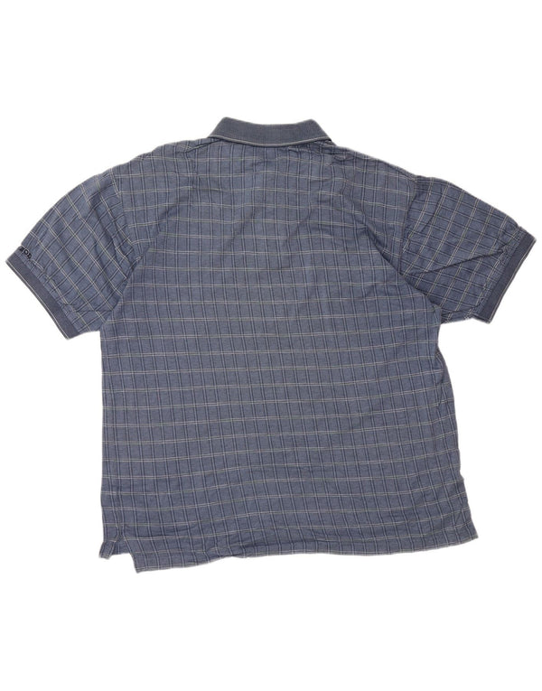 IZOD Polo para hombre de algodón a cuadros azules grandes