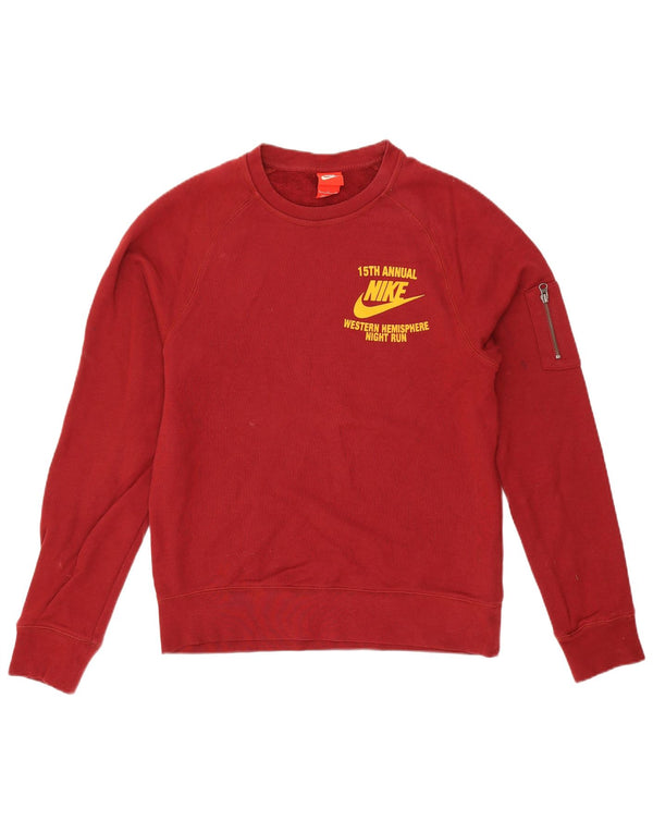 Nike Hombre Sudadera Gráfica Jersey Pequeño Algodón Burdeos