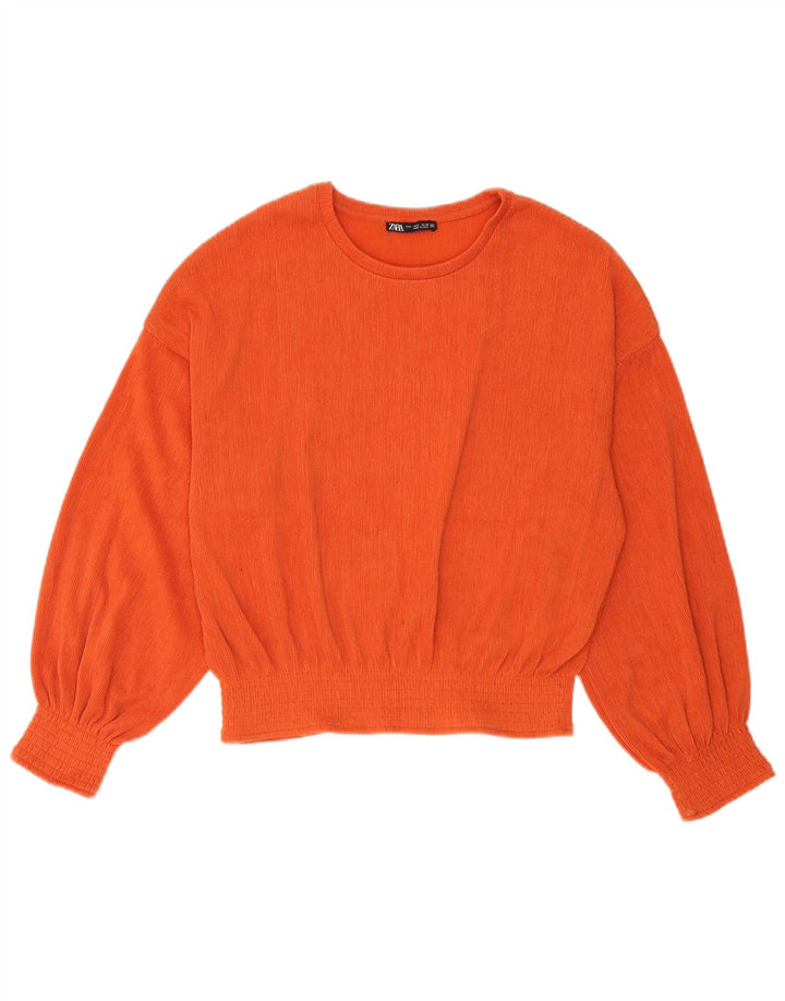 Zara Mujer Blusa Extragrande Top UK 10 Small Naranja Poliéster