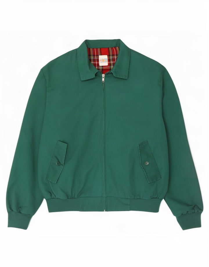 Vintage hombres bomber chaqueta Reino Unido 40 poliéster verde grande