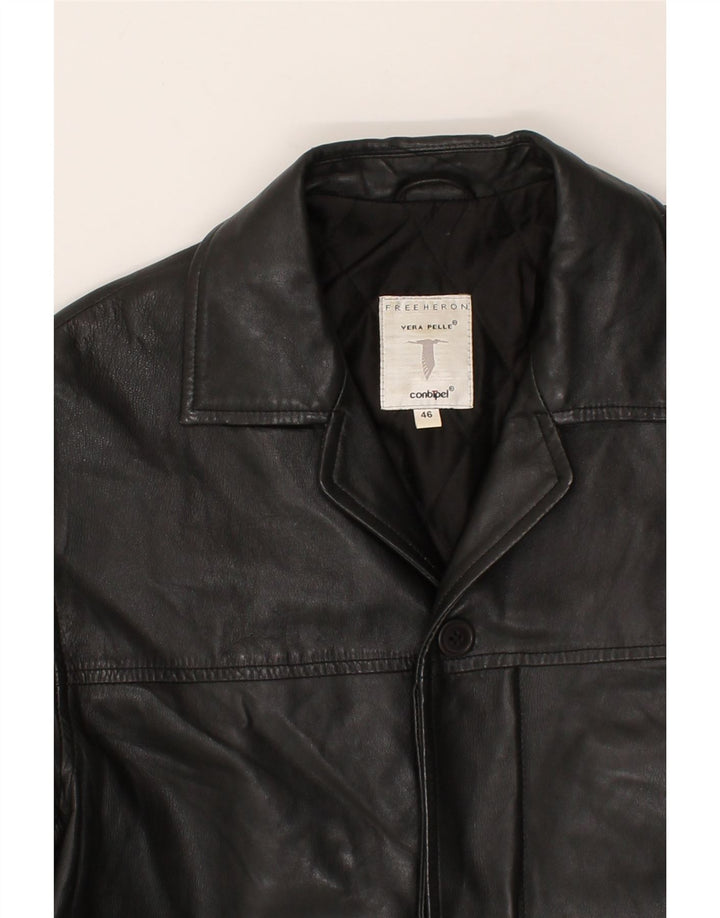 CONBIPEL Abrigo de cuero para hombre IT 46 Pequeño cuero negro
