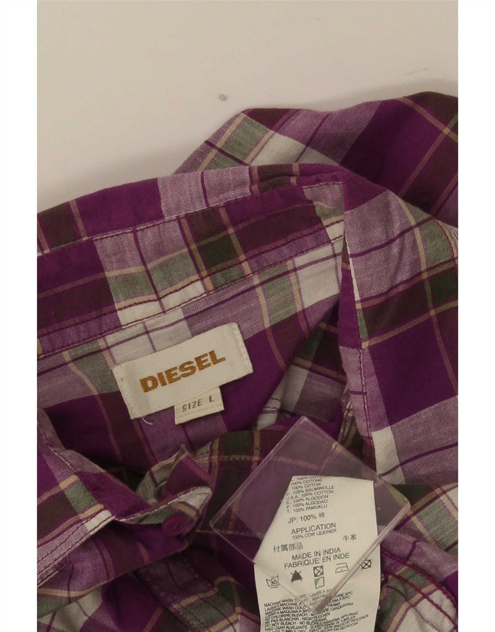 Camisa De Franela De Algodón A Cuadros Morado Grande Diesel Hombre