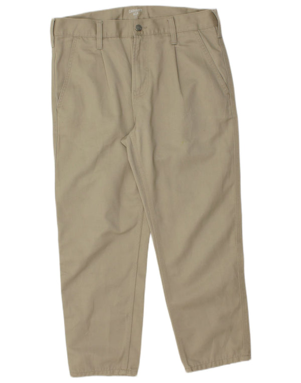 Carhartt Mens Slim Chino Trousers W31 L25 Beige Polyester
