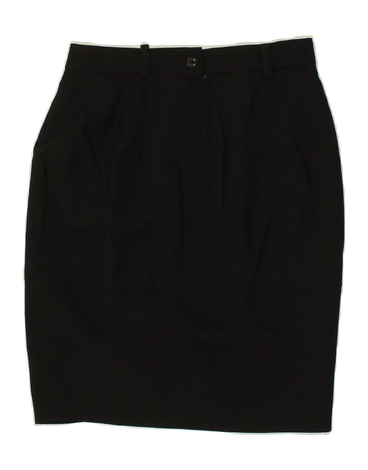 VINTAGE Womens Pencil Skirt IT 42 Medium W26  Black Wool Vintage Vintage and Second-Hand Vintage from Messina Hembry 