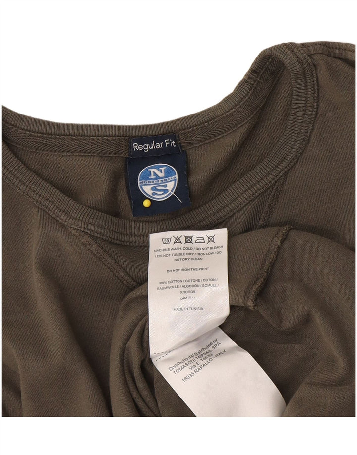 North Sails Hombre Regular Fit Top Gráfico Manga Larga Algodón Caqui Medio