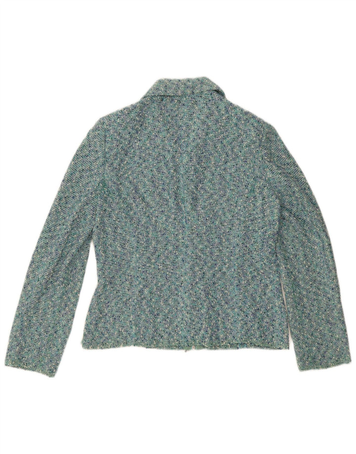 Luisa Spagnoli Chaqueta tipo blazer con cremallera completa para mujer IT 46 Large Blue Moteado