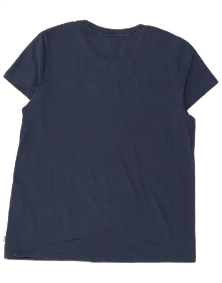 LEVI'S Camiseta gráfica para mujer Top UK 46 Large Azul marino Algodón