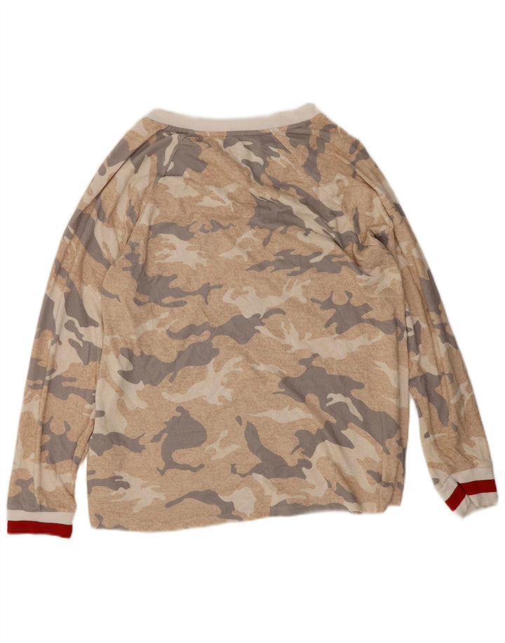 Dkny Top gráfico para mujer manga larga UK 46 Poliéster de camuflaje beige grande