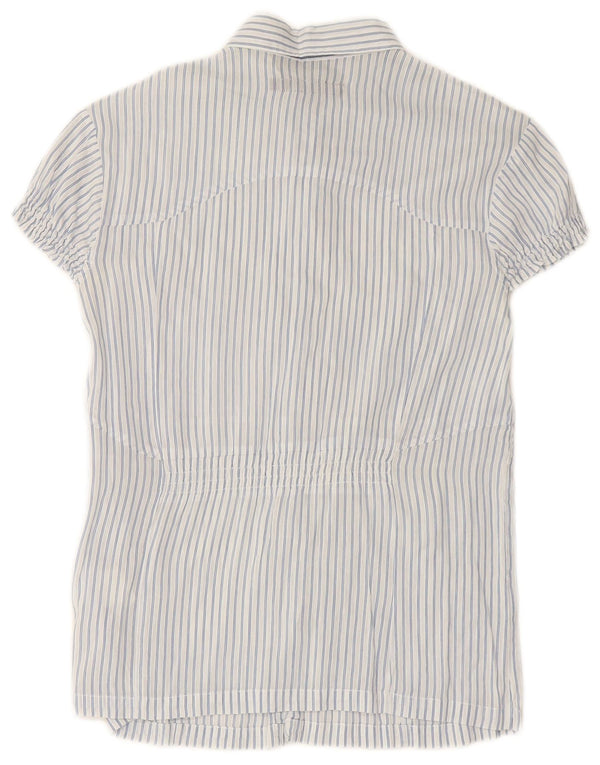 CALVIN KLEIN JEANS Camisa de manga corta para mujer UK 40 Medium Blue Pinstripe