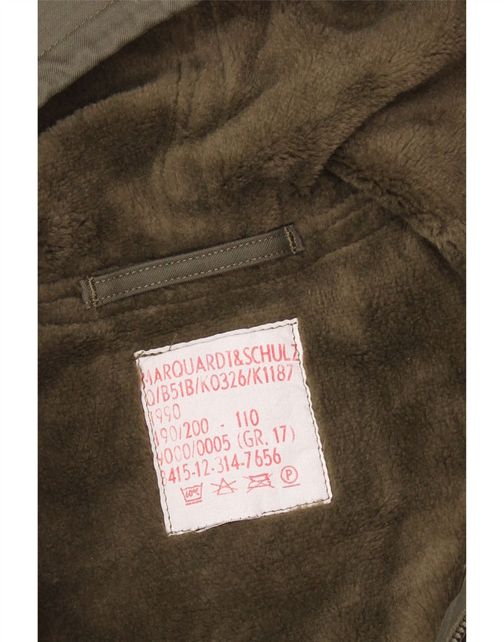 Vintage hombres con capucha chaqueta parka militar Reino Unido 38 medio caqui