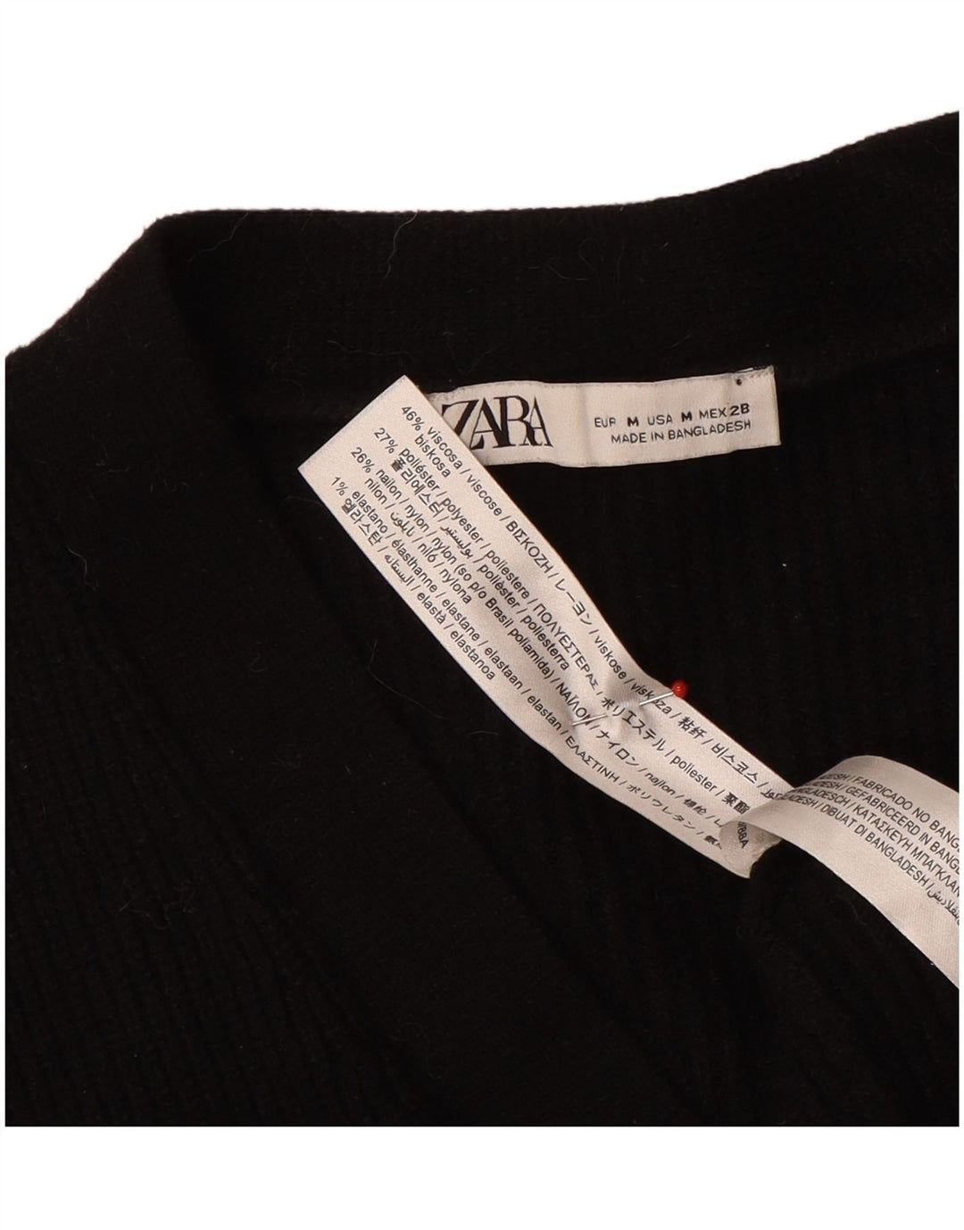 Zara - Cárdigan corto para mujer, talla 40, viscosa negra mediana