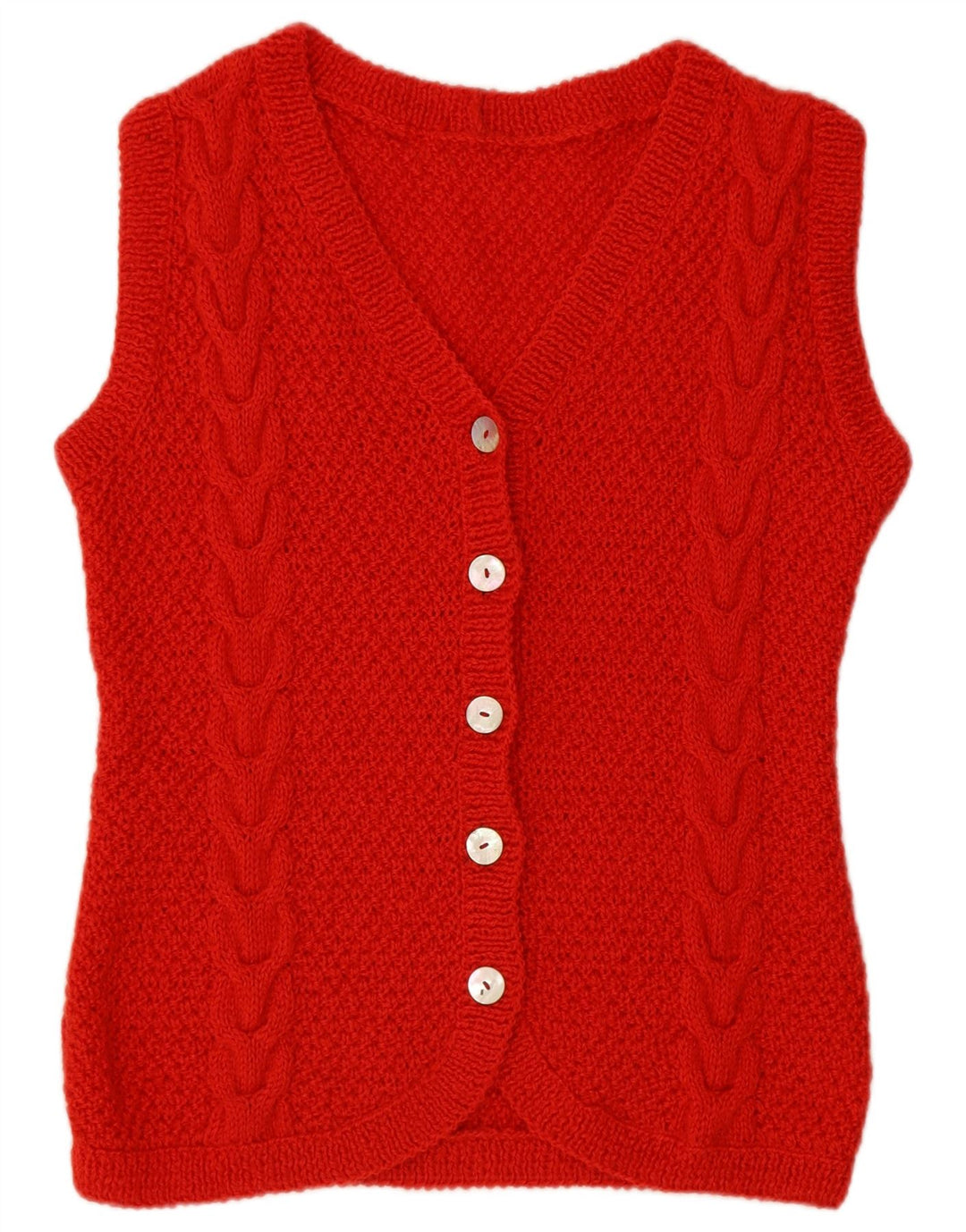 Vintage mujer sin mangas Cardigan suéter Reino Unido 16 rojo grande