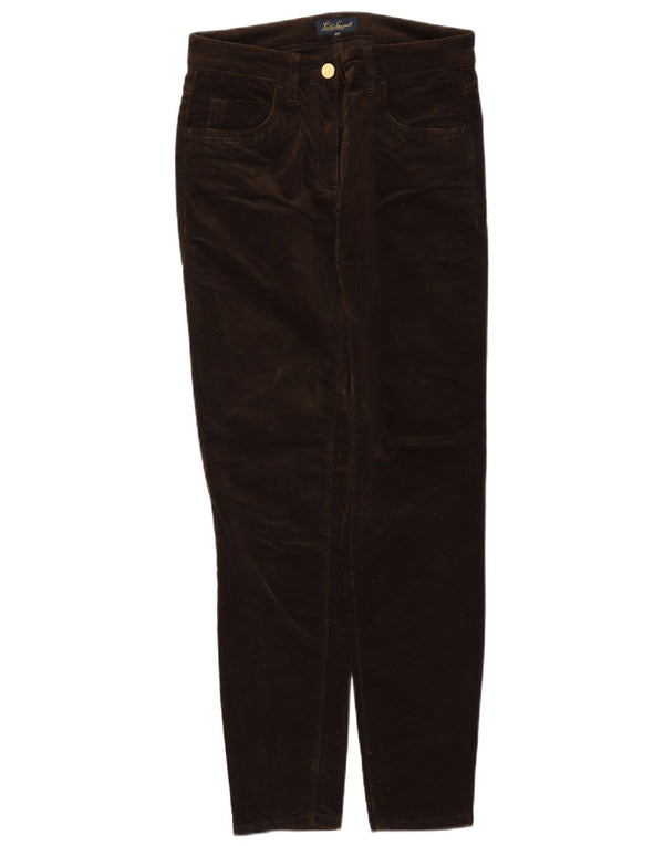 Luisa Spagnoli Pantalones casuales ajustados de terciopelo para mujer IT 40 Small W27 L29 Marrón