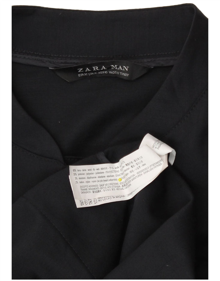 Zara Hombre Cazadora Bomber UK 38 Mediana Lana Azul Marino