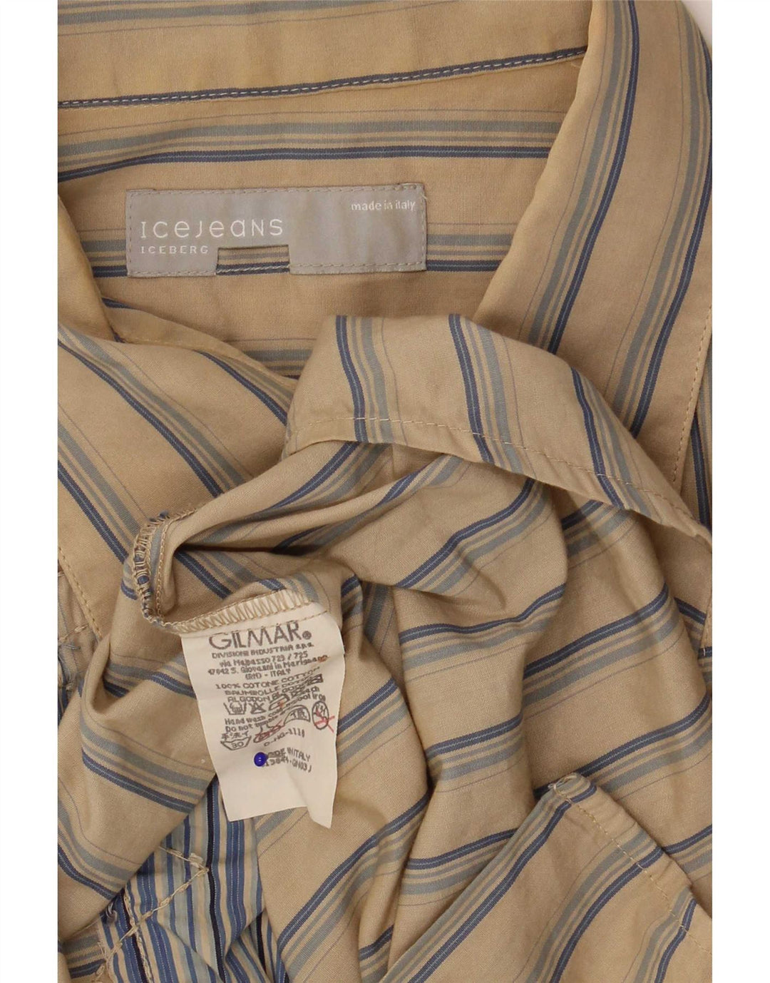 Camisa Iceberg Hombre Algodón Rayas Beige Medio