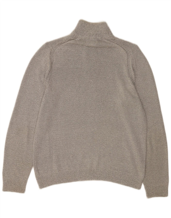 Marks & Spencer Jersey con cuello y cremallera para hombre, talla grande, algodón gris